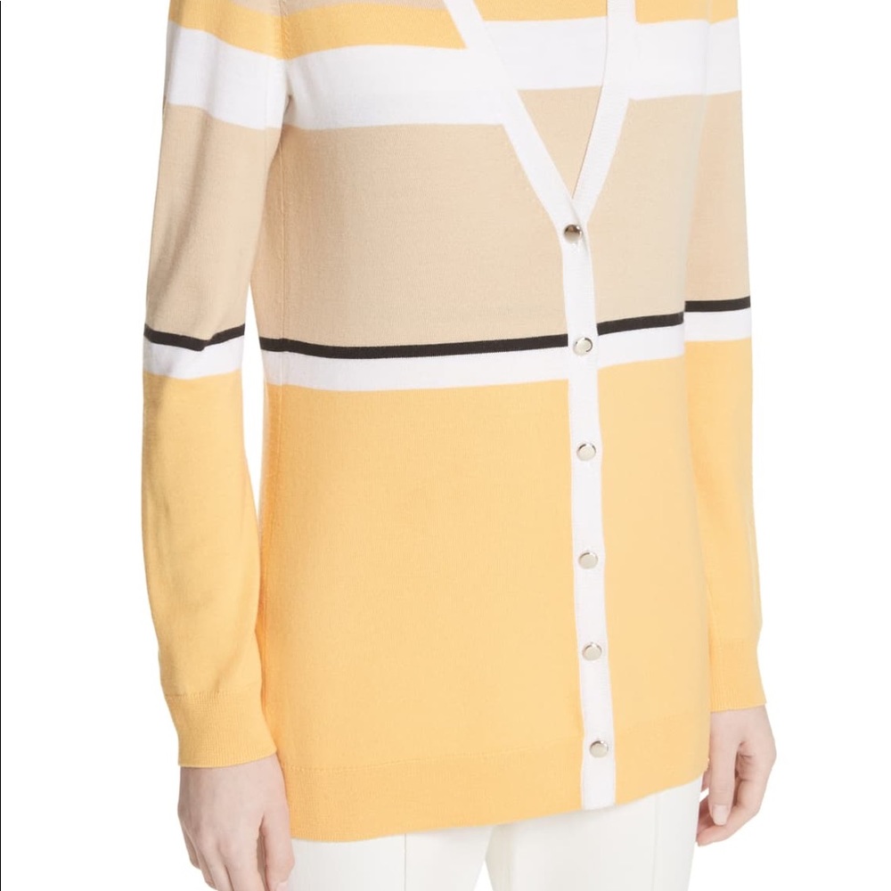 New $695 St John Stripe Jersey Knit Cardigan - Picture 3 of 8